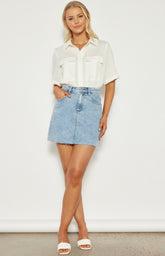 SOGNA COL Utility Pocket Detail Short Sleeve Shirt  WTO533B